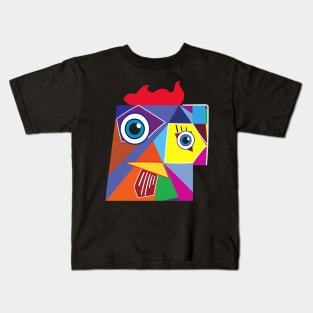 Crazy Rooster - Colorful Minimalist Design Kids T-Shirt